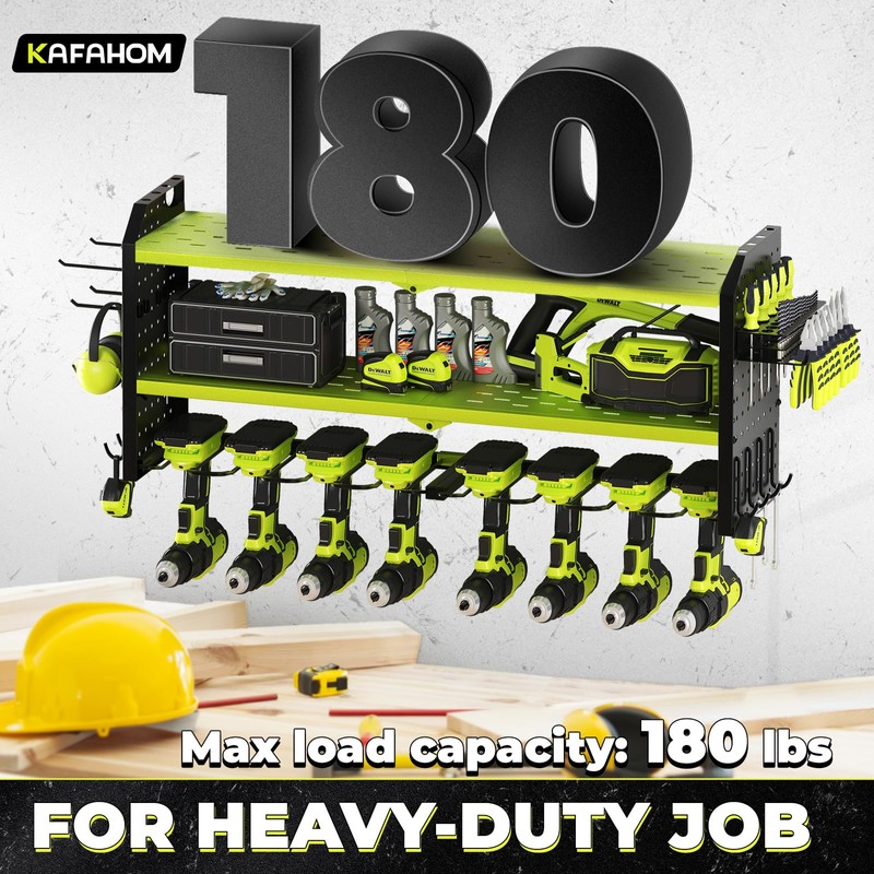 KAFAHOM Power Tool Organizer, Large 8 Drill Holder Wall Mount