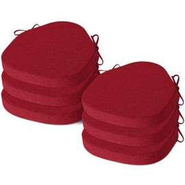 AddGrace Chair Cushions for Dining Chairs Set of 6 Windsor Kitchen Chair Cushions with Removable Textured Cover and Non Slip Bottom Indoor Chair Pads with Ties and Foam (16.5x15.5 Inches Red)