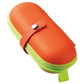 2078-03 Kids Glasses Case, Easy to Open and Close, Hook Type, Cute, Pop Color, Urethane, Semi-Hard, Orange