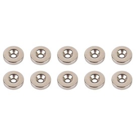 WELDINGER Neodymium Magnet Round 20 x 5 mm Pack of 10 High Load Capacity with Countersunk Hole for Wall Mounting
