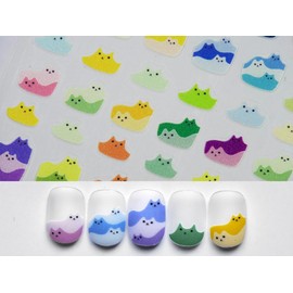 Cute Kitty Nail Stickers Vivid Right Color Chubby Cat Nail Art Stickers Self Adhesive Decals French tip Cats Manicure Supply (2 Sheets)