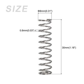 METALLIXITY Compression Spring Extension Spring 0.8x8mm OD 30mm Free Height 10pcs 304 Stainless Steel for DIY Project Home Repair Silver Tone