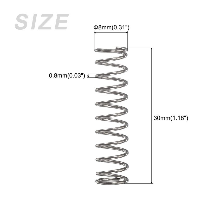 METALLIXITY Compression Spring Extension Spring 0.8x8mm OD 30mm Free Height