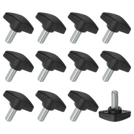 M METERXITY 12-Pack Thumb Screws, M8x16mm Tee Wing Knobs, Plastic T Handles Clamping Knob for Woodworking/Machinery/Equipment, Tightening Thread Thumbscrew [Black]