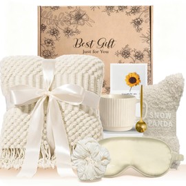 NECHEGI Birthday Gifts for Women, Self Care Gift Basket with Blanket, Get Well Soon Gifts for Women, Thinking of You Gift Box for Mom Sister Wife Best Friend Coworker, Ready to Gift