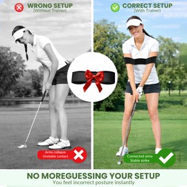 qbjgr Golf Swing Trainer Practice Ball + Free Golf Arm Band, Golf Swing Training Aid for Arm Connection, Indoor & Outdoor Practice, Left & Right-Handed Golfers (Black)