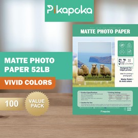Pikapoka 5x7 Matte Photo Paper for Inkjet and Laser Printer, 200gsm/52lb Single Sided Matt Paper 5R Size, 100 Pack