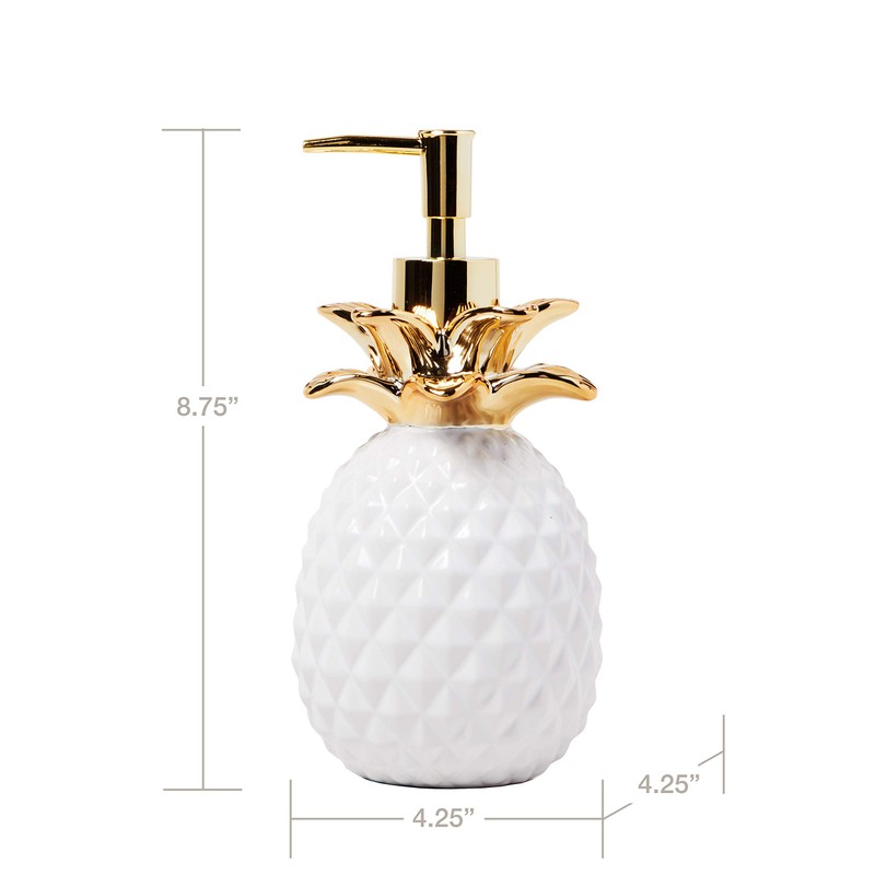 SKL Home Gilded Pineapple Ceramic Soap/Lotion Dispenser, 14 Oz. Capacity,