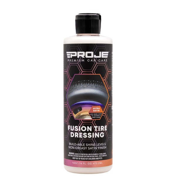 Proje Premium Car Care - Fusion Tire Dressing - Long Lasting - Repels Dirt and Water - Non-Greasy - Anti Sling - Safe On Interior and Exterior Rubber, Plastic, Vinyl, and, Trim