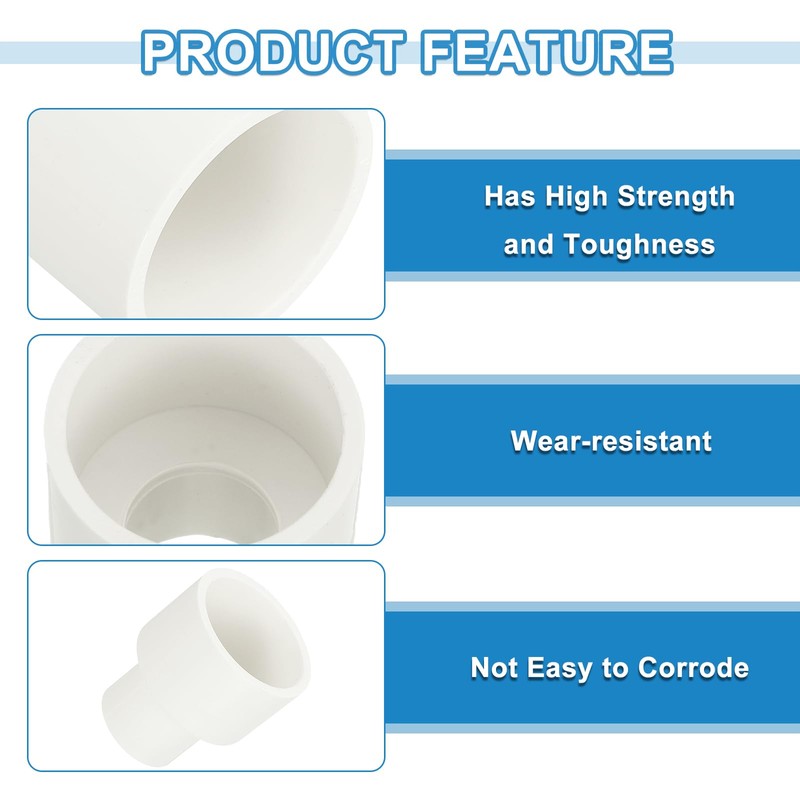 sourcing map 2 Pcs UPVC Reducer Pipe Fitting, 1" x1/2"
