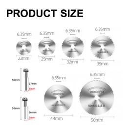 8 Pcs Rotary Drill Saw Blades, 6Pcs High-Speed Steel Saw Disc Wheel Cutting Blades with 1/8" Straight Shank Mandrel for Plastic Metal Rotary Cutting Tools (Power tools are not included)
