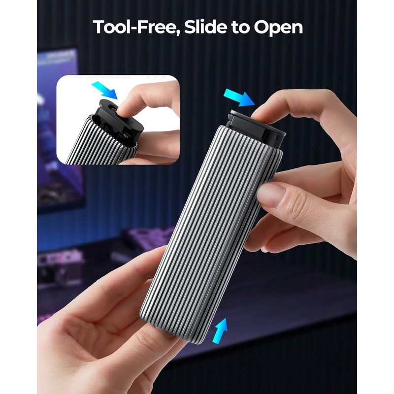 ORICO M.2 NVMe SSD Enclosure, 10Gbps USB3.2 USB-C Tool-free Aluminium