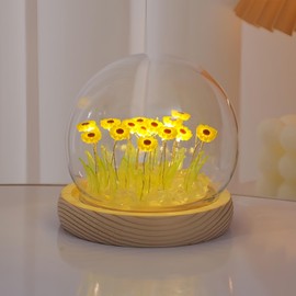 AWSOLAR Sunflower Lamp, Artificial Sunflowers Lamp, Night Light for Girls and Women, Cute Room Decor