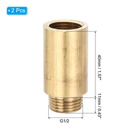 PATIKIL Shower Head Extension Arm, 2 Pack Brass G1/2 Male to Female Thread 51mm Length Pipe Fitting Shower Head Extender