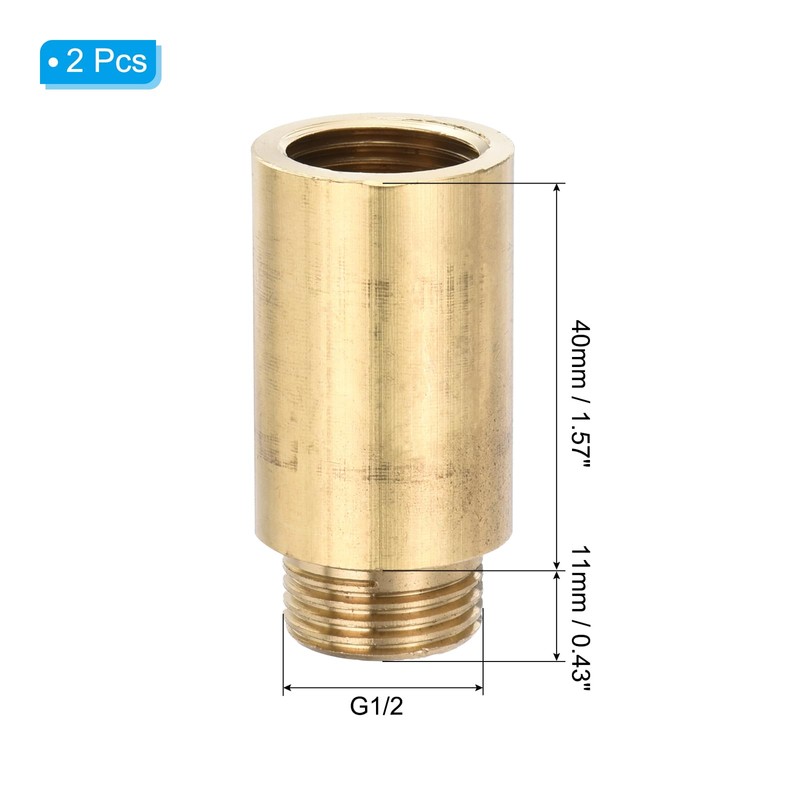 PATIKIL Shower Head Extension Arm, 2 Pack Brass G1/2 Male