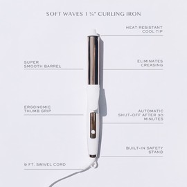 Kristin Ess Hair 1 1/4" Titanium Curling Iron for Beach Waves + Curls for Medium and Long Hair, Smoothing + Frizz Control, Dual Voltage, Auto Shut-Off
