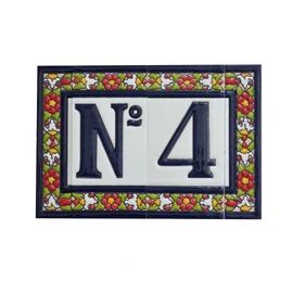 Spanish Flower Letter T Ceramic Tiles with Frame