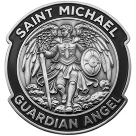 St Michael The Archangel Car Emblem Guardian Angel 3D Car Badges Emblems Zinc Alloy Auto Decal for Vehicles SUV RV Pickup Trucks Decoration (Antique S