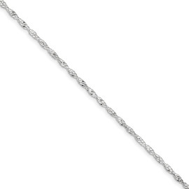 Saris and Things 925 Sterling Silver 2mm Singapore Chain Anklet with 1in Extender Length