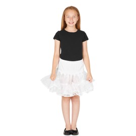 BlackButterfly Kids Rockabilly Petticoat 1950s Satin Organza Full Circle Skirt, White