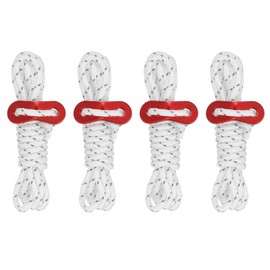 PATIKIL 4mm Tent Rope, 4 Pack 6.5ft Reflective Guyline Cord Tied Downs Rope Paracord Cord Camping Ropes with Red Aluminum Cord Adjusters for Camping Hiking Tent, White