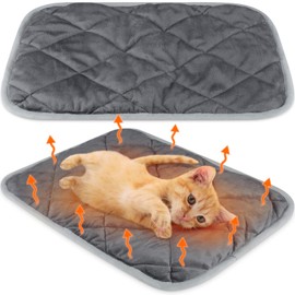 Clysee 2 Pack Self Heating Cat Mat Self Warming Pet Pads Washable Self Heating Kennel Mat Dog Crate Pad Reflects Body Heat Non Skid Cat Thermal Pads for Puppy Cat Indoor Outdoor (Gray)