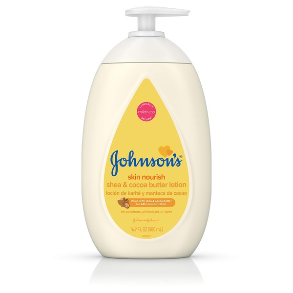 Johnsons Baby Lotion Shea Cocoa Butter 16.9 Oz Pump 500 ml, 1 Count