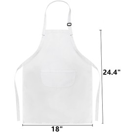 DEAYOU 12 Pack White Child Apron with Pocket, Plain Aprons for Girl, Boy, Kids, Cooking, Baking, Kitchen