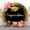 Black and Gold Congratulations Grad Round Backdrop Cover Class of