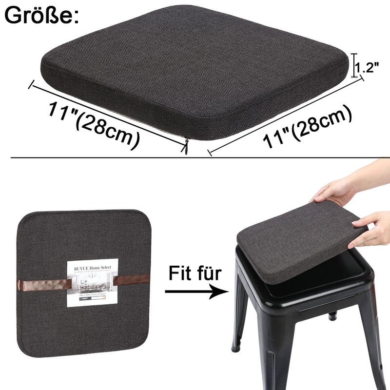 BUYUE Linen Magnetic Bar Stool Cushion, 1 Piece, Improved Non-Slip