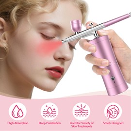 AYYHG Airbrush Kit, with Compressor 160KPA Cordless Airbrush Rechargeable Non-Clogging Airbrush Set with 0.3mm Nozzle Air Brush Spray Kit for for Barbers Model Painting Nail Art Craft Makeup (PINK)