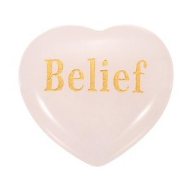 PATIKIL Natural Heart Shaped Crystal Stone, 1.2" Love Worry Stone with Inspirational Words, Pocket Rock Anxiety Crystals for Women Stress Gifts Meditation, Pink(Belief)