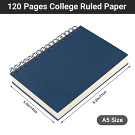 Yarotm Notebook A5 Lined - Spiral Notebook Diary 14 x 21 cm - 100 GSM Paper Lined Notebook A5 240 Pages College Pad Spiral Binding - Royal Blue Hardcover Notepad A5 Notepad