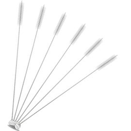 TORMEN Straw Brush, Bottle Brush, Long Tube Brush, Extra Fine Point Gap Brush for Straws and Hoses (6.9 x 20.9 x 3.9 inches (175 x 50 x 10 cm), White Brush x 6)