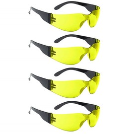4PCS Safety Glasses, Anti Fog Safety Glasses for Work, nti Scratch Reduction Coating, Reinforced Resistant and Protective Lens, Eye Protection Glasses Safety For Snug Fit (Yellow)