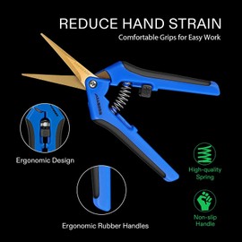 VIVOSUN 6.5 Inch Gardening Scissors Hand Pruner Pruning Shear with Titanium Coated Curved Precision Blades 2-Pack