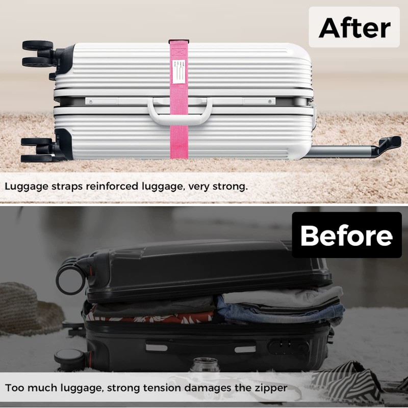 Pack of 6 Luggage Straps with Address Label + 3