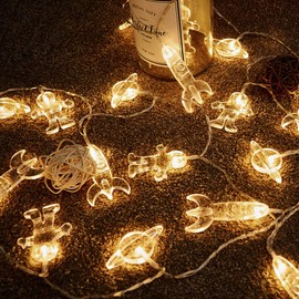 50 LED Children's Room LED String Light Astronaut Spaceship Rocket Pendants Holiday Party Lights Wall Window Nursery or Kids room Decor Wedding Around the Garden Party Patio Christmas (Warm White)