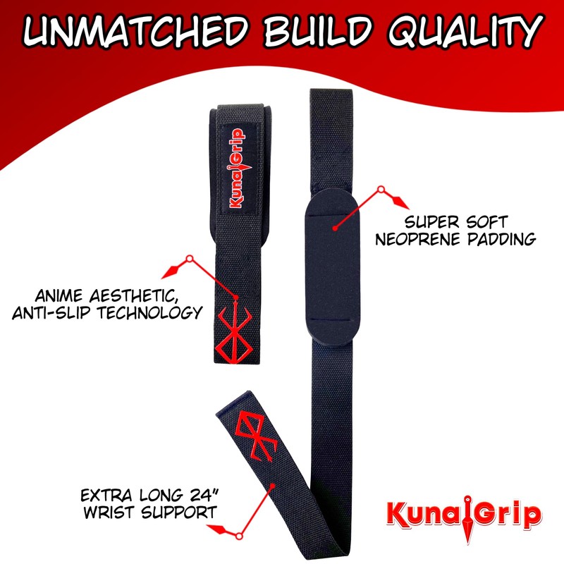 Kunaigrip Anime Wrist Lifting Straps - Wrist Straps for Weight