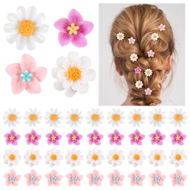 24 Pcs Flower Hair Clip Lily Daisy Hair Accessory Wedding Bridesmaid Bridal Flower Clips Elegant Hair Barrette Hair Pin for Women Girl Party Daily Wear (White, Yellow, Pink, Honey Powder)