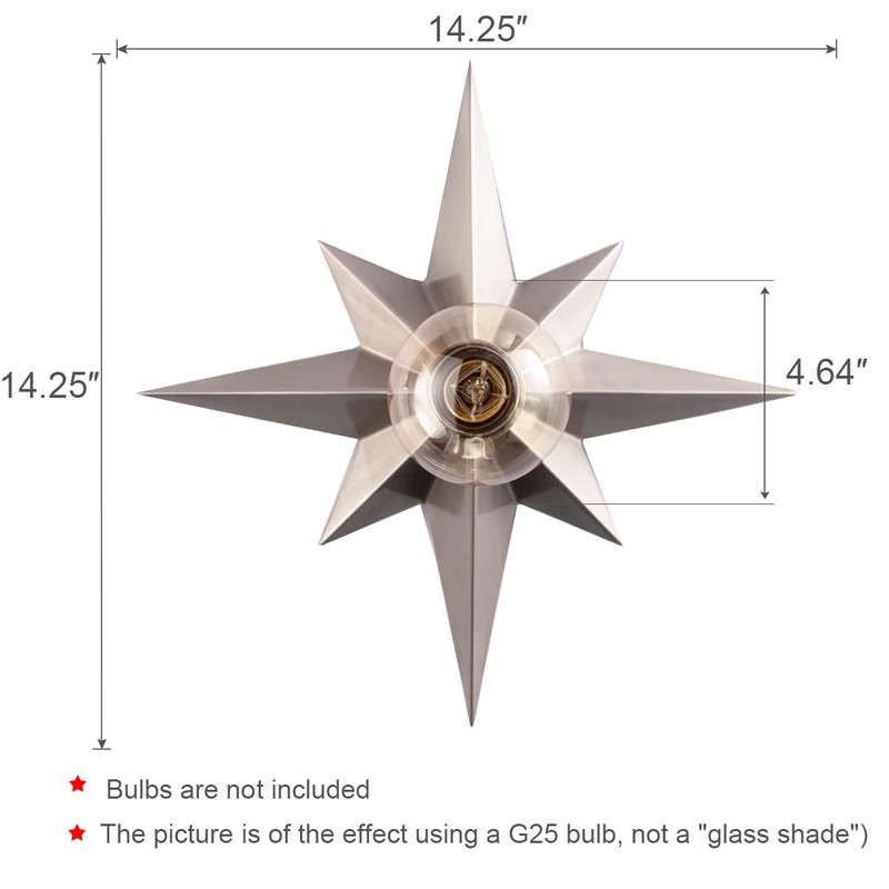 VILUXY Flush Mount Ceiling Light, Satin Nickel Star Light Fixtures