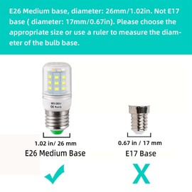 hekmazon Led Refrigerator KEI D34L Light Bulb 5304511738 E26 3.5W 40W Halogen Equivalent AC 85-265V E26 Medium Base 6000K 400Lm Pack of 2