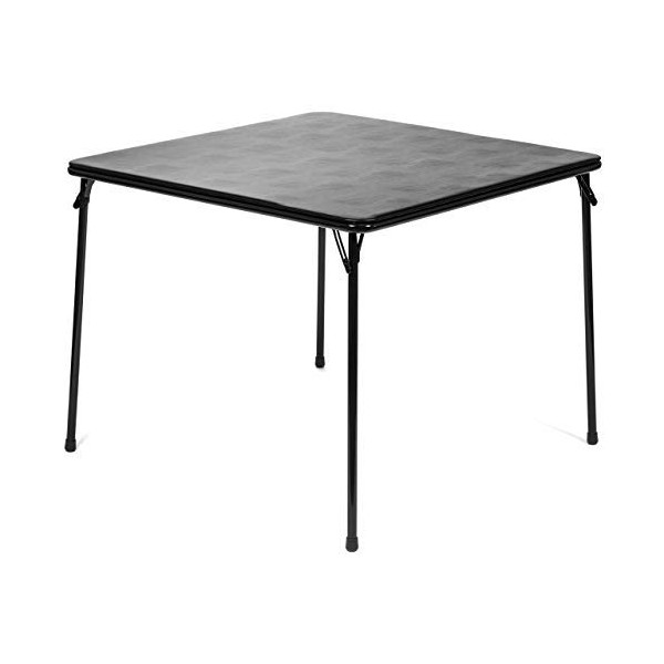 XL Series Square Folding Card Table (38") - Easy-to-Use Collapsible Legs for Portability and Storage - Vinyl Upholstery for Convenient Cleaning - Steel Construction, Wheelchair Accessible (Black)