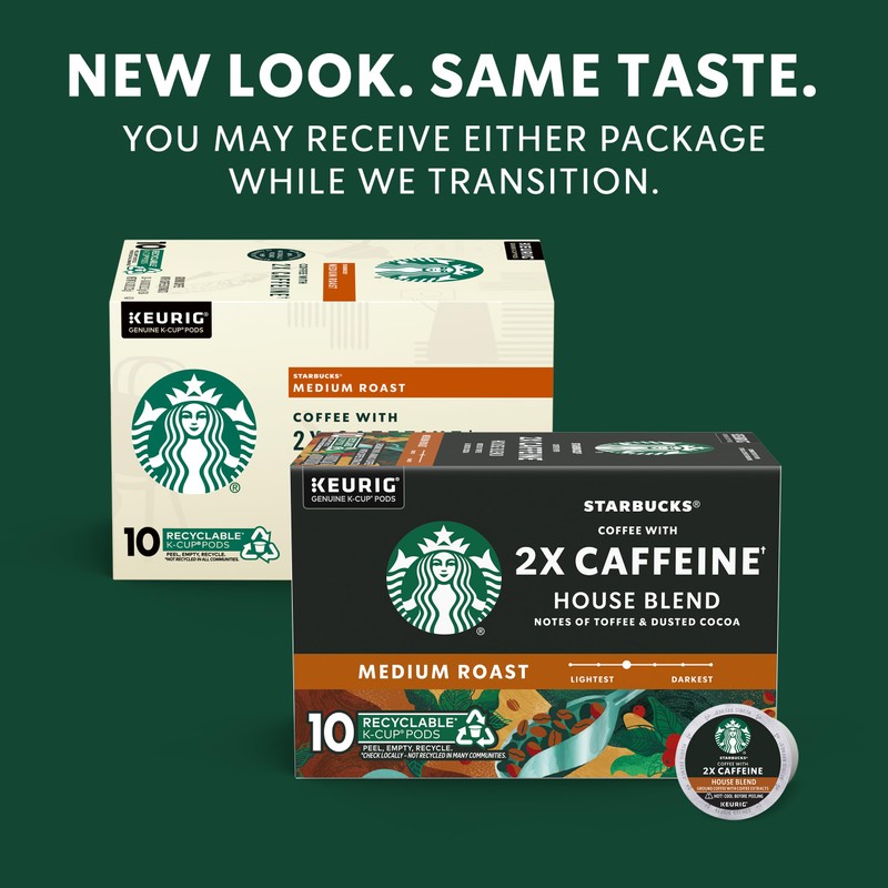 Starbucks K-Cup Coffee Pods, Medium Roast Coffee With 2X Caffeine