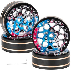 RCHuiWow RC 1.3 Beadlock Wheels for 1/18 1/24 RC Crawler Car TRX4M SCX24,1.3 RC Wheels Brass Coating Rings Alloy Rims for Trx4m Scx24,Colorful