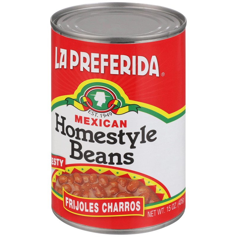La Preferida Mexican Foods Homestyle Beans, Frijoles Charros, 15 OZ.