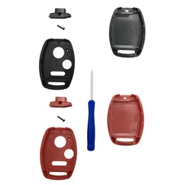 HERKIOCIO Remote Car Key Fob Cover Case Replacement fit for Honda CR-V Odyssey Accord Crosstour Civic CR-Z Fit Keyless Entry Key Fob Shell (3 Button Black+Red)