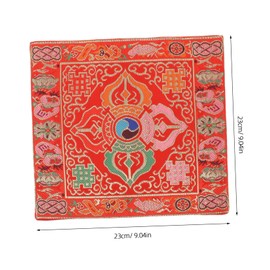 DECHOUS Dual Layer Non Slip Religious Sound Bowl Pad with Traditional Embroidery Durable Buddhist Meditation Mat for Sound Bowls and Ritual Instruments