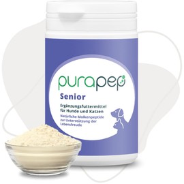 purapep Senior Power Powder - 5-Way Nutrient Complex with Whey Protein, Omega-3, Taurine & Vitamins for Dogs & Cats Seniors - Muscle Building & Fitness Booster for Ages - 100 g