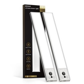 EZVALO 12inch Under Cabinet Lighting, LED Motion Sensor Light Indoor, 3100mAh USB Rechargeable Closet Lights, Dimmable & Magnetic Wireless Under Counter Lights for Kitchen, Pantry, Stairs (2 Pack)